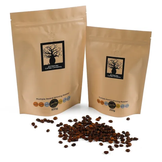 China Manufacturer High Quality Biodegradable Custom Printed Square Bottom Front Zipper Compostable Black Kraft Paper Food Coffee Bean Bags 