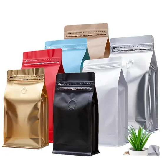 Aluminum Foil Zipper Pouch Matte Printed 250g Coffee Bean Bag with Valve 