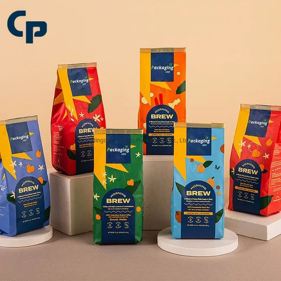 High Quality Customized Printed Matte White Mylar Packaging Plastic Aluminum Foil Resealable Flat Bottom Coffee Bean Bag with Valve 