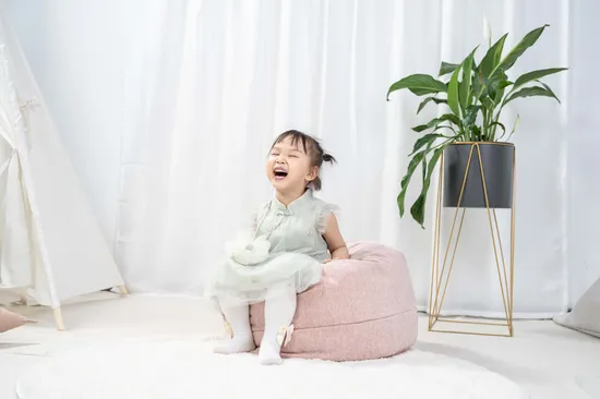 Simple Design Light Pink Kids Beanbag Baby Sofa for Living Room 