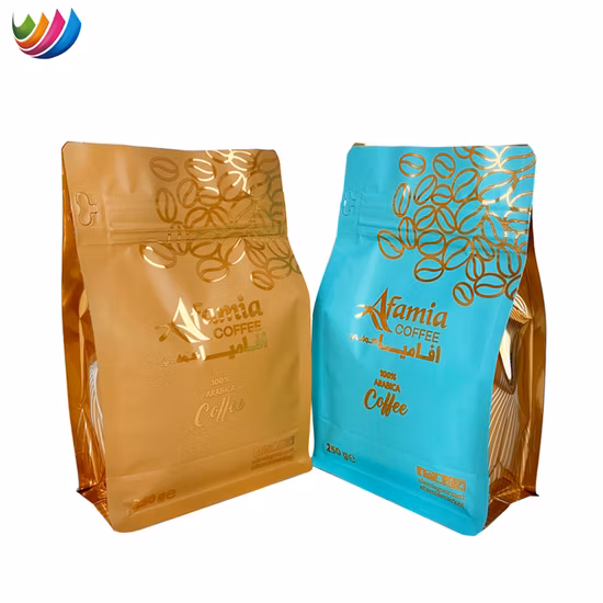 Custom Printed 1kg Flat Bottom Aluminum Foil Packaging Coffee Bean Bag