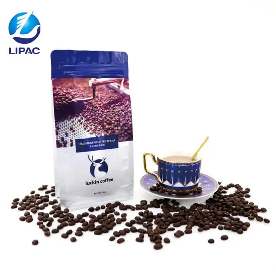 Custom Printed Heat Seal Matt White Flat Block Bottom Plastic Ziplock Valve Green Roasted Coffee Beans Bags 