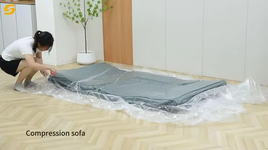 Factory Direct Sale Vacuum Compression Packing Sofa Bed Living Room Bedroom Corner Compressed Sectional Foam Modular Fabric Sofa 