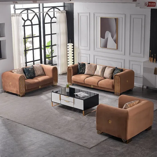 Italian Light Luxury Leather Sofa Villa Living Room Size Italian Cowhide Sofa Modern Whole House Furniture Sofa 