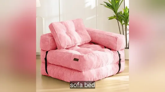 Folding Sofa Bed with Armrest Foldable Sleeper Sofa with Pillow 