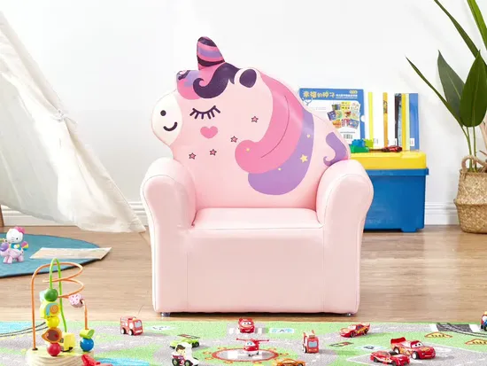Leather Kids Nursery Sofa, Modern Home Cartoon Sofa, Living Room Baby Sofa, Children Furniture Playground Sofa, Preschool and Kindergarten Day Care Center Sofa 